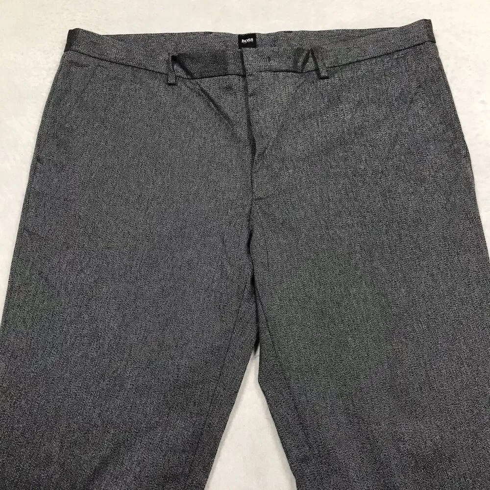 HUGO BOSS Kaito 1 Pant Men 40R (40x34) Gray Stretch Twill Flat Front Chino